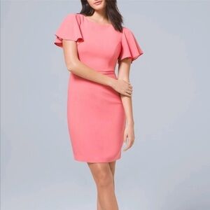 White House Black Market Mauve Pink Flutter Sleeve Sheath Dress